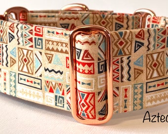 Aztec Design Martingale Collar, Whippet Collar, Greyhound Collar, Saluki Collar, Lurcher Collar, Sighthound Collar, Longdog Collar