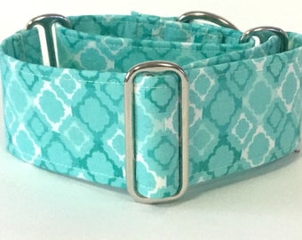 Teal Martingale Collar, Whippet Collar, Greyhound Collar, Lurcher Collar, Saluki Collar, Large Breed Collar, Sighthound Collar, Longdog