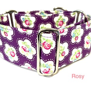 Purple Floral Martingale Collar , Greyhound Collar, Whippet Collar, Sighthound Collar, Longdog Collar, Saluki Collar, Large Breed Collar