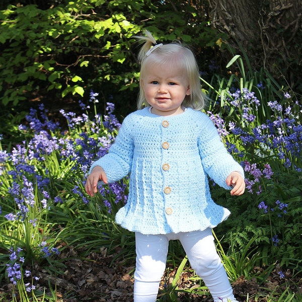 CARDIGAN CROCHET PATTERN - Little Bell Cardie - Crochet Pattern includes Photo Tutorial, 9 Sizes - Newborn up to 8 years Baby, Child Pattern