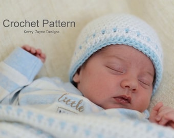 Dinky Dot Hat Crochet pattern Baby Hat Crochet Pattern - Newborn Hat Crochet Pattern Easy Quick Baby Cap Pattern - 5 Sizes from 0-12 months