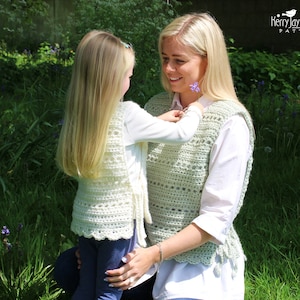 TABARD TANK TOP Crochet Pattern, Beautiful Photo Tutorial included - 6 sizes from 2 years up to Adult xl, Edging and Tie options included.