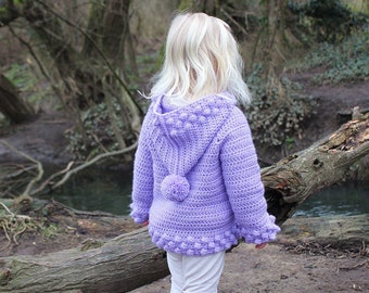 Hooded Jacket Crochet Pattern, Photo Tutorial included - With 9 sizes - Newborn up to 8 years, 60 photos tutorial from start to finish