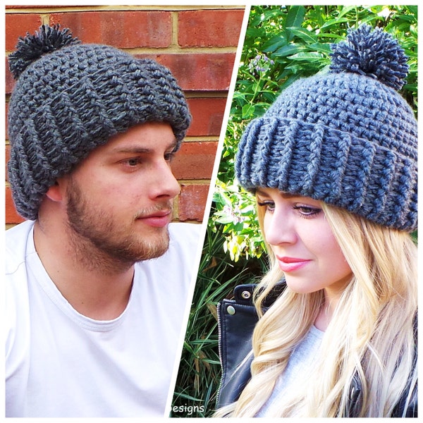 Hard Rock crochet Hat pattern Unisex Crochet Hat Pattern Mens Crochet hat pattern Crochet beanie pattern Bobble hat pattern Beanie pattern