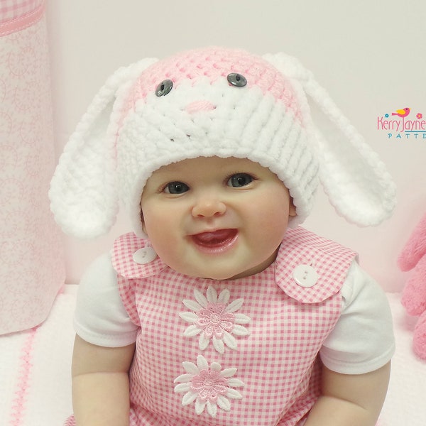 EASTER CROCHET PATTERN Bunny Ears Hat Crochet Bunny hat pattern, 7 sizes Prem Baby to 5 years and a photo tutorial to make the floppy ears