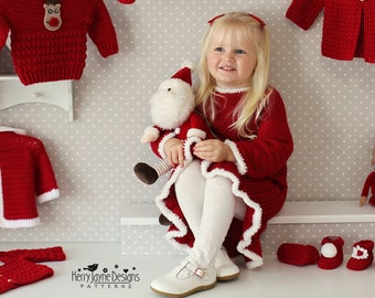 CROCHET PATTERN - Santa Bell Dress - Christmas Dress Crochet Pattern, Photo Tutorial, Sizes Newborn up to 6 years. Lots of photos included