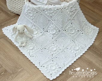 CROCHET PATTERN - Pure Love - Crochet Blanket Pattern  Baby Blanket Crochet Pattern Crochet Heart Blanket Pattern Granny Square Pattern Pdf
