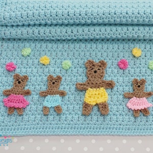 BABY BLANKET Crochet Pattern - Teddy Blanket Crochet pattern - Includes Tutorials for Blanket and Two Teddy sizes - Instant download pattern