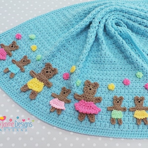 CROCHET BABY BLANKET Pattern - Teddy Blanket Crochet pattern - Tutorial and step by step instructions Two Teddy sizes - Instant download