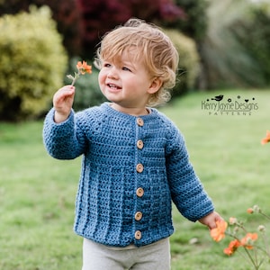 CARDIGAN CROCHET PATTERN - Unisex - Little Ridge Cardie Crochet Pattern, includes lovely Photo Tutorial, 9 Sizes From Newborn up to 8 years