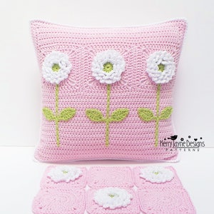 CROCHET CUSHION PATTERN - Delightful Dahlia Pillow Crochet Pillow cover Pattern Granny Square Pattern Flower crochet pattern Crochet pattern