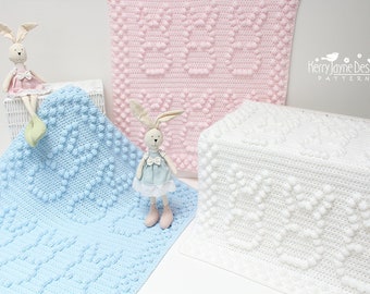 BUNNY BLANKET PATTERN - Bobbles and Bunnies Crochet Blanket Pattern - Includes Step By Step Photo Tutorial, a Graph and written instructions
