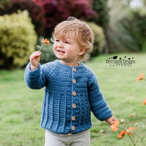 CARDIGAN CROCHET PATTERN - Little Ridge Cardie - Crochet Pattern includes Photo Tutorial, 9 Sizes, Newborn up to 8 years Baby, Child Pattern