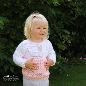 BABY SWEATER CROCHET Pattern - Bunny Jumper - Crochet Pattern - includes Photo Tutorial, five sizes up to 8 years, Easy crochet pattern Pdf