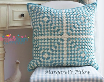 CROCHET PATTERN MARGARET'S Granny Square Pillow Pattern Traditional Granny Square Pillow Crochet Pattern With A Modern Twist! Photo Tutorial