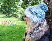 Crochet Hat Pattern NORDIC SPARKLE HAT Sparkly Pom Pom Hat Pattern Women's Crochet hat pattern, Bobble hat pattern Easy Crochet hat pattern