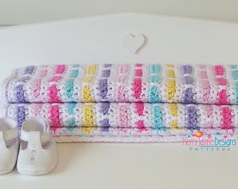 CROCHET PATTERN RAINBOW Bricks Pattern Crochet blanket pattern Baby blanket Pattern Easy blanket pattern Baby crochet pattern Uk Pdf pattern