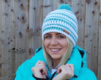 CROCHET HAT PATTERN - Icebreaker Beanie - Luxury hat pattern - Striped Crochet Hat Pattern, Sizes -  Child 2-5 yrs, 5-12 yrs, Teen Adult, xl