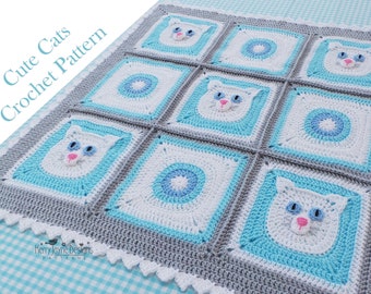 CAT BLANKET PATTERN Crochet Cat Blanket Pattern Cat Crochet Blanket Pattern Cute Cat Blanket Pattern for Babies, Children and Cat Lovers!