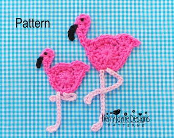 FLAMINGO APPLIQUE CROCHET Pattern By Kerry Jayne Designs, Crochet applique pattern, Flamingo motive crochet pattern, Pink Flamingo Pdf, Usa