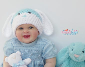 Baby Bunny Ears Hat Pattern Crochet Bunny Ears hat pattern with 7 sizes included Preemie Baby to 5 years and photo tutorial to make the ears