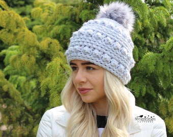 CROCHET HAT PATTERN Puff Stitch Hat Pattern - With Photo Tutorial - All Sizes - Baby, Toddler, Teen, Adult S, M, L, Xl, Easy Crochet Pattern