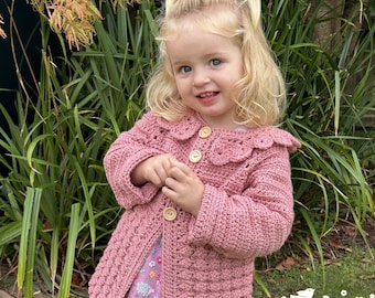 BABY CARDIGAN Crochet Pattern - Bridgerton Cardigan - From Newborn up to 4-5 years, Baby - Childrens Cardigan, Photo Tutorial included