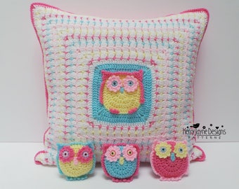 NURSERY OWL PILLOW Crochet Pattern Crochet Owl Pillow Pattern Owl Toy crochet Pattern Owl Amigurumi crochet Pattern Kerry Jayne designs Pdf