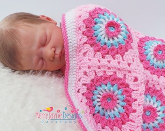 CROCHET BABY BLANKET Pattern - Amazing Daisies - Granny Square Blanket Crochet Pattern with detailed Photo Tutorial Instant download pattern