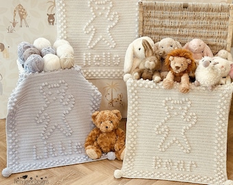 PERSONALISED CROCHET BLANKET Pattern - Hello Little Bear - Bobble Blanket Crochet Pattern - Includes Photo Tutorial and full graph to print