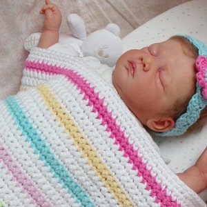 BEGINNERS BABY BLANKET Pattern Easy Crochet blanket pattern Photo tutorial crochet blanket pattern Colourful crochet blanket pattern Uk No20