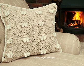 CROCHET CUSHION Pattern Butterfly Cushion crochet pattern Chunky yarn crochet  pattern Crochet Butterfly pattern Chunky cushion pattern Pdf
