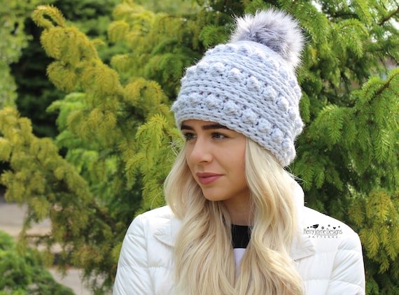 Crochet Hat Pattern Puff Stitch Hat Pattern With Photo Tutorial All Sizes Baby Toddler Teen Adult S M L Xl Easy Crochet Pattern - 