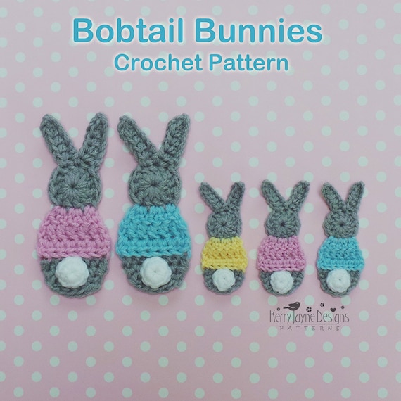 RABBIT APPLIQUE CROCHET Pattern - Crochet Bunny Applique Pattern - Bunny Motive Pattern Includes - Two sizes and Step By Step Tutorial ! Pdf