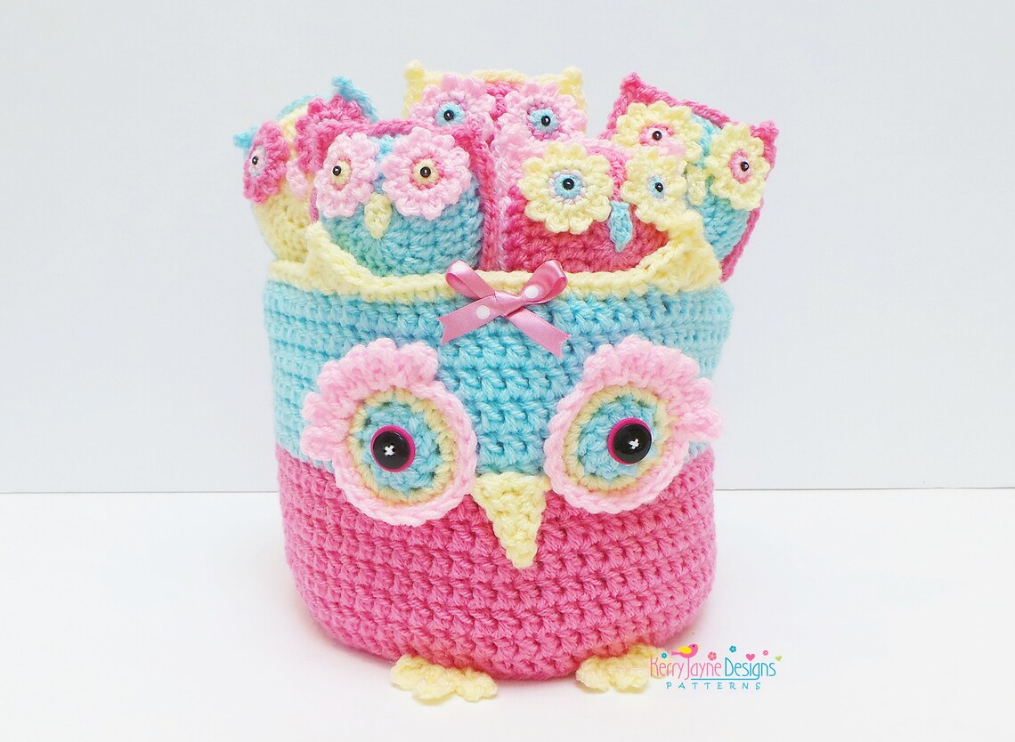 OWL BASKET FAMILY Crochet Pattern Crochet Owl Basket Pattern Etsy