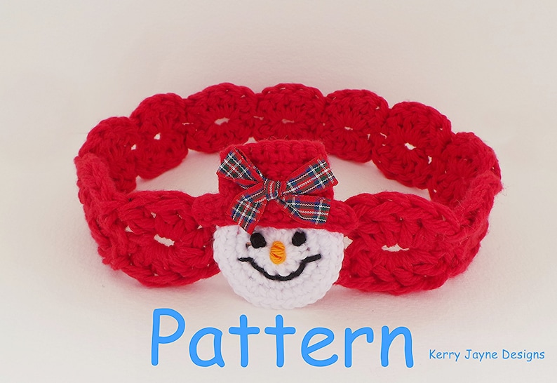 CROCHET HEADBAND PATTERN Snowman headband pattern Christmas crochet pattern 8 sizes Crochet snowman pattern Baby headband pattern Usa No1A image 3