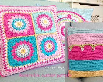 Reversible crochet pillow pattern Crochet cushion pattern pretty pillow pattern Granny square pillow Granny square pattern Instant download