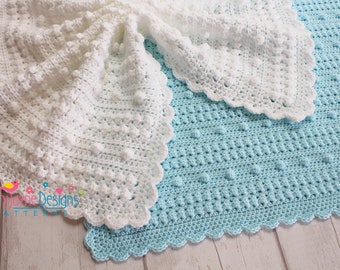 CROCHET BLANKET PATTERN - Bobbles and Clusters - Includes Step By Step Tutorial to take you through Crochet Baby Blanket and Sofa Throw,