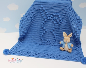 BUNNY BLANKET PATTERN - Flopsy Bunny - Crochet Blanket Pattern - Includes a Step By Step Photo Tutorial, a Graph and Written Instructions