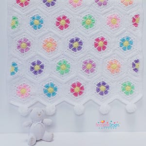 CROCHET PATTERN - Doris Daisy Crochet Blanket Pattern Baby Blanket Pattern, Hexagon Crochet Pattern Baby Crochet Pattern With Photo Tutorial