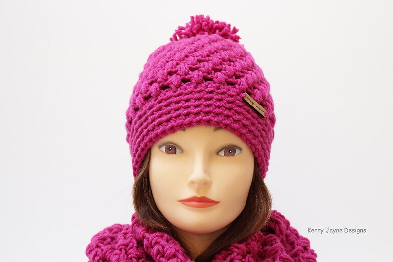 Adult CROCHET PATTERN Rocky Ridge crochet hat and cowl Pattern Puff stitch hat Crochet Pattern Puff stitch cowl Crochet Pattern Sizes Teen