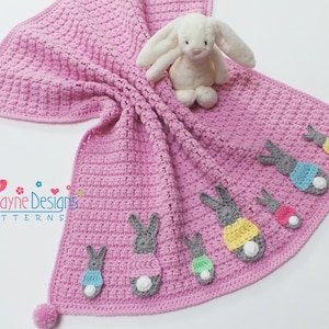 CROCHET BLANKET PATTERN Bunny Parade Blanket Crochet pattern Includes Tutorials for Blanket and Two Bunny sizes Instant Pdf Pattern image 3