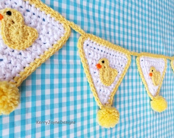 Duck bunting crochet pattern Duck crochet pattern  Duck applique pattern  Crochet applique pattern  Duck Crochet bunting pattern USA PATTERN