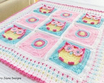 OWL BABY BLANKET Pattern  Kerry's Owl Blanket - Owl Blanket Crochet Pattern, Owl Afghan Pattern Newborn Blanket Pattern Baby Pattern Owls