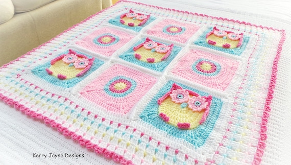 OWL BABY BLANKET Pattern  Kerry's Owl Blanket - Owl Blanket Crochet Pattern, Owl Afghan Pattern Newborn Blanket Pattern Baby Pattern Owls