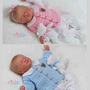 WAISTCOAT AND CARDIGAN Crochet Pattern  - Baby Cardigan Pattern - Tiny Ted Logo - Waistcoat crochet Pattern, Sizes Prem Baby up to 2 years