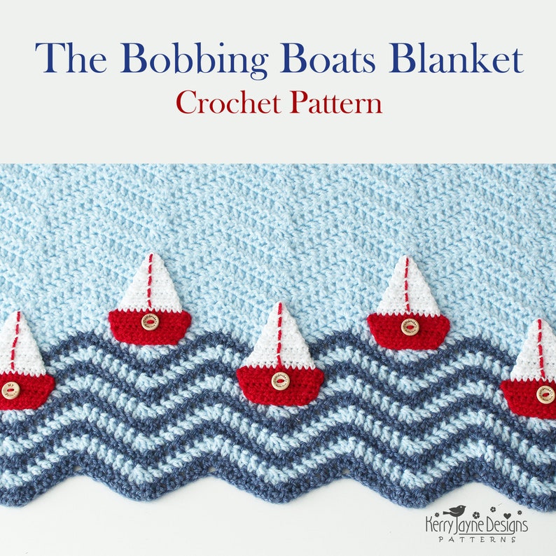 BOAT BLANKET Crochet Pattern Easy to crochet Baby Blanket Bobbing Boats Photo Tutorial Baby Boy, Baby girl, Size may be altered. image 7