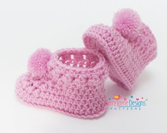 BABY BOOTIES Crochet Pattern, Crochet Booties, Includes 5 sizes Prem - 18 months, Photo Tutorial, Unisex Baby Booties, DK crochet pattern