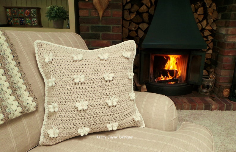 CROCHET PILLOW Pattern Butterfly pillow pattern Crochet Butterfly cushion Chunky crochet pillow pattern image 1