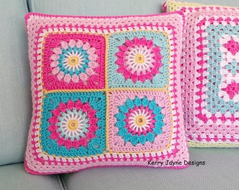 CROCHET PILLOW PATTERN  Reversible pillow pattern Crochet cushion pattern Starry sun pattern Granny square pattern Granny square pattern Pdf